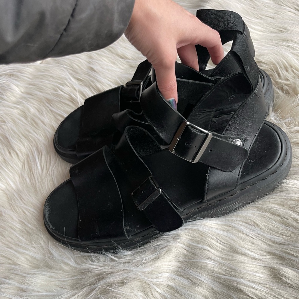 Dr. Martens Gryphon Brando leather sandals black mens size 13, Women’s 14/15 - Picture 3 of 7
